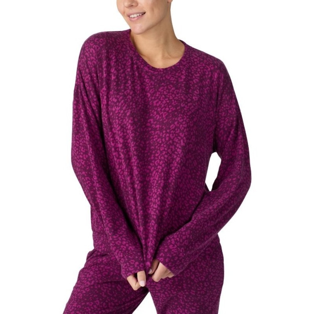 NWT Sanctuary Womens Pajama Set Small Fuchsia Purple Leopard Print Loungewear
